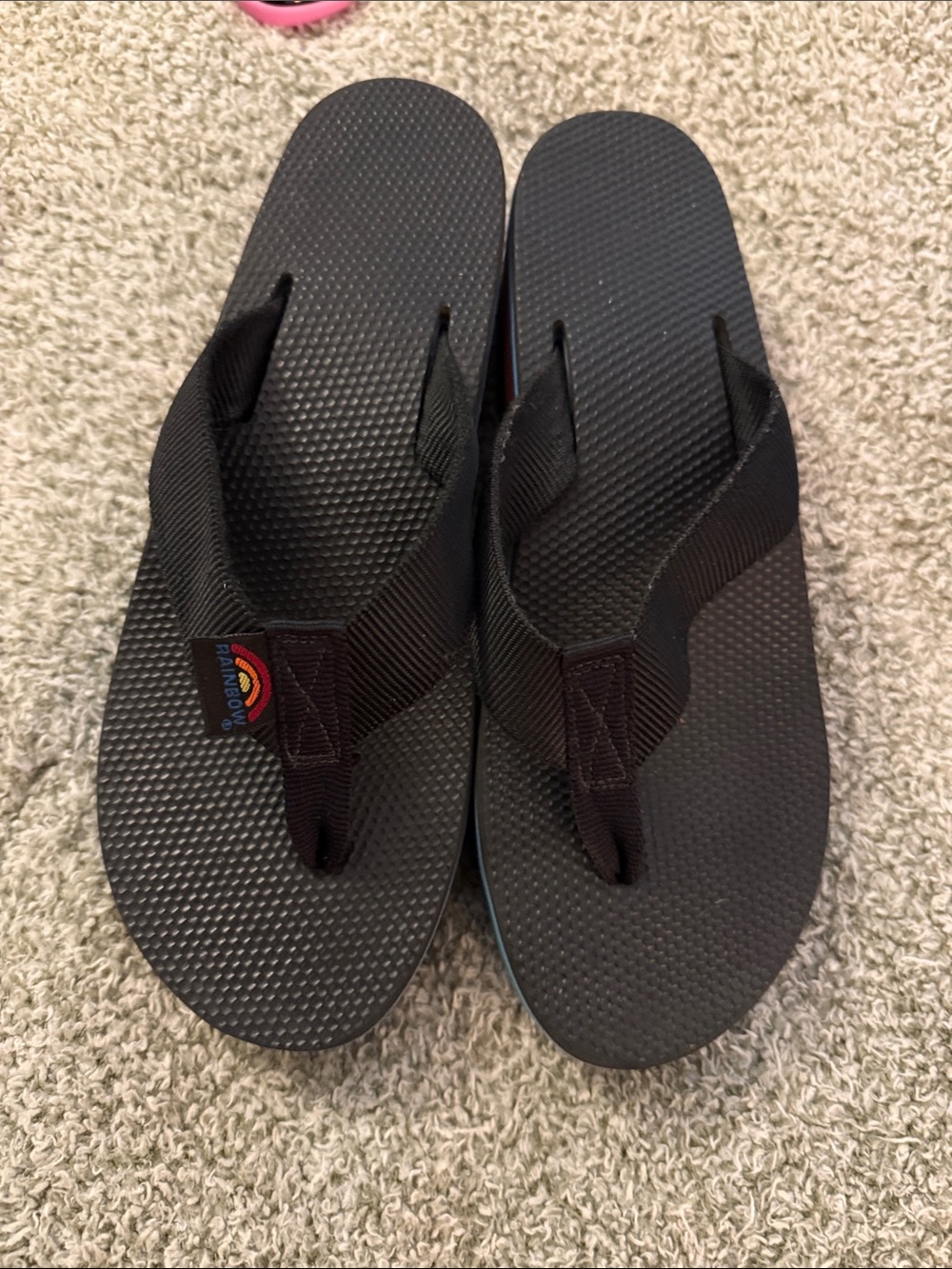 Rainbow platform Black Flip Flop Sandals with Subtle Logo Accent